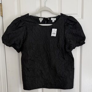 J. Crew Elegant Black Puff Sleeve Blouse